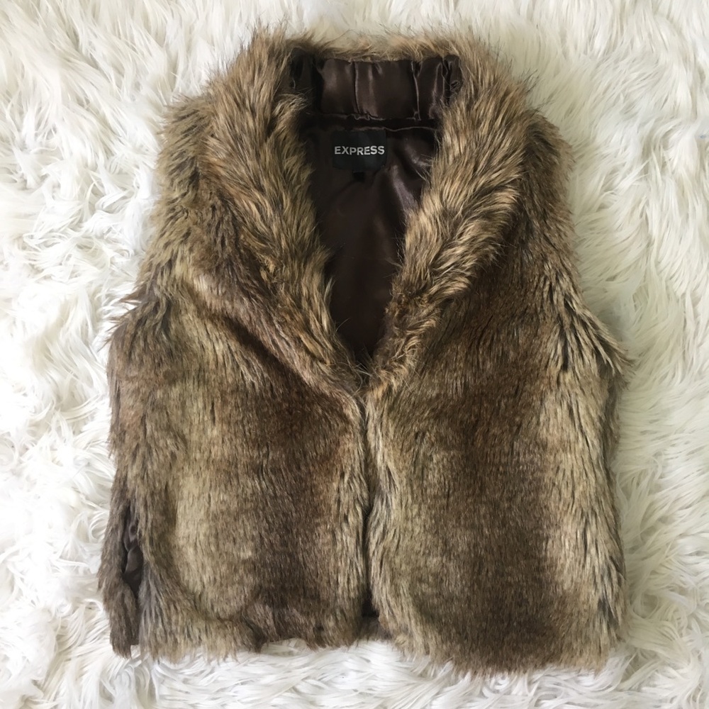 Express ladies faux fur vest